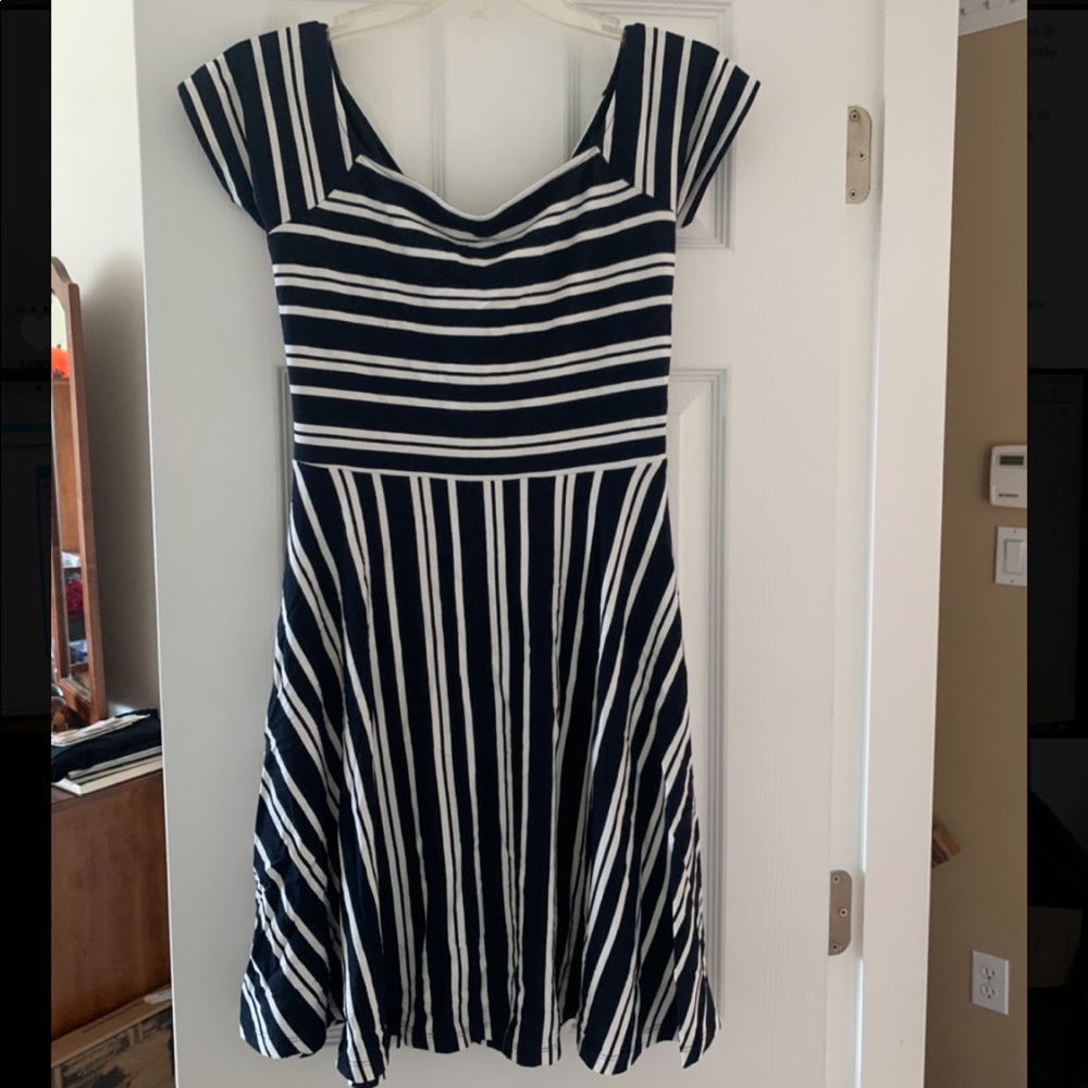 Blue and White Striped Dress